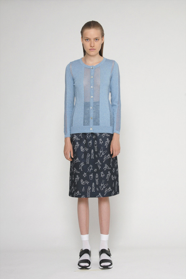Diarte "Lina" Printed Silk Cotton Straight Skirt Diarte "Lina" Printed Silk Cotton Straight Skirt