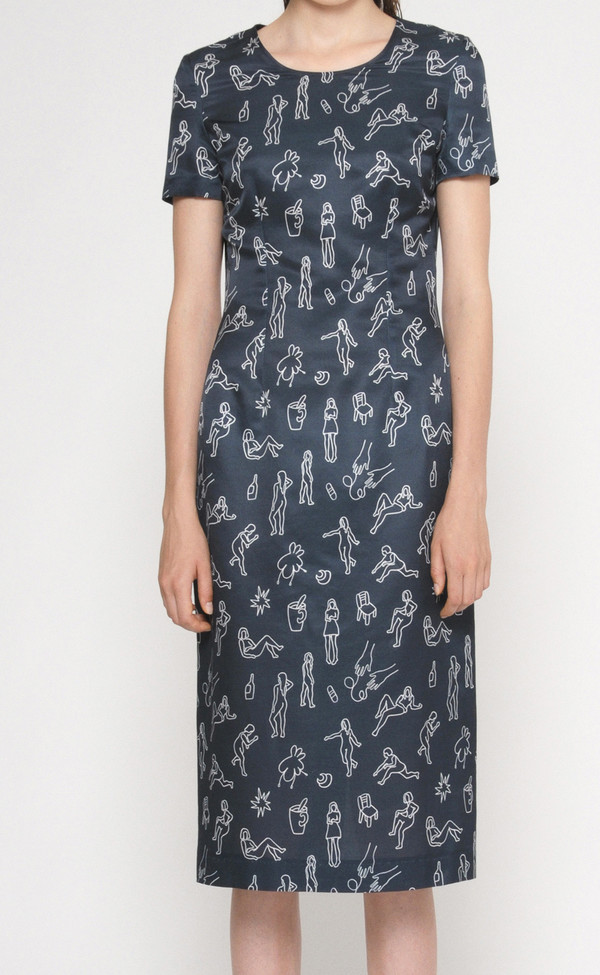 Diarte "Manel" Printed Short Sleeve Silk Cotton Dress Diarte "Manel" Printed Short Sleeve Silk Cotton Dress