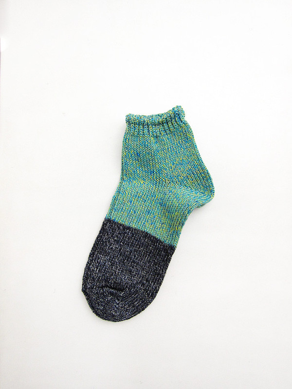 Unisex Kapital Yarn Linen Two Tone Crew Socks, Turquoise Unisex Kapital Yarn Linen Two Tone Crew Socks, Turquoise