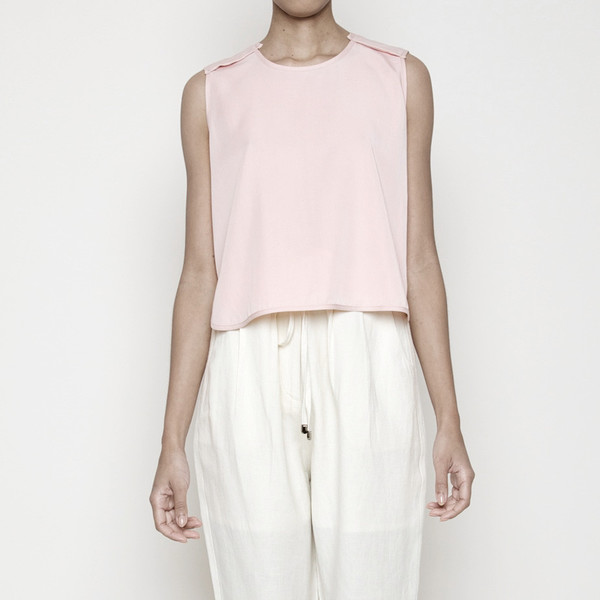 7115 by Szeki Crew Neck Cropped Top- Blush SS16 7115 by Szeki Crew Neck Cropped Top- Blush SS16