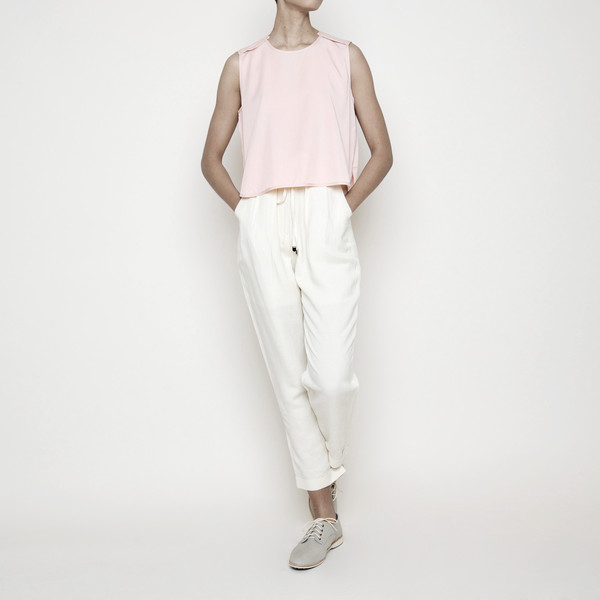7115 by Szeki Crew Neck Cropped Top- Blush SS16 7115 by Szeki Crew Neck Cropped Top- Blush SS16