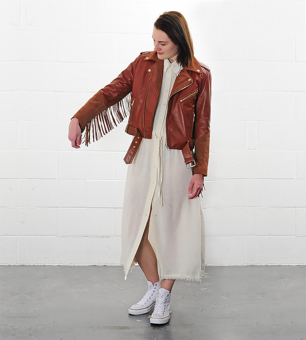 Ganni Moss Leather/Suede Fringe Jacket Ganni Moss Leather/Suede Fringe Jacket