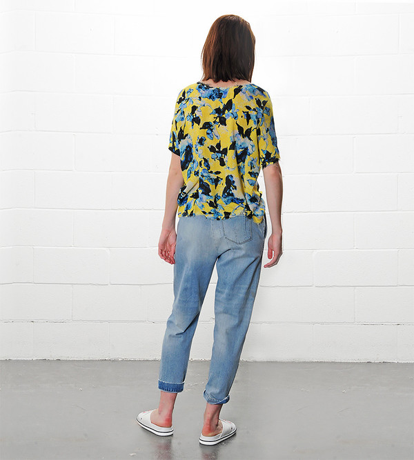 Raquel Allegra Yellow Floral Crop Tee Print Raquel Allegra Yellow Floral Crop Tee Print
