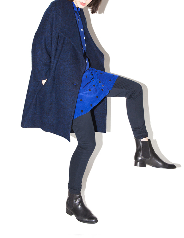 Ali Golden Navy and Black Shawl Collar Coat Ali Golden Navy and Black Shawl Collar Coat