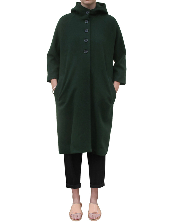 Ali Golden Green Hooded Wool Coat Ali Golden Green Hooded Wool Coat
