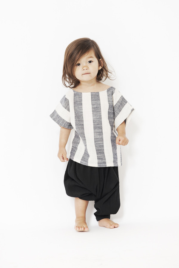 Black Crane Kids Linen Square Top Black Crane Kids Linen Square Top
