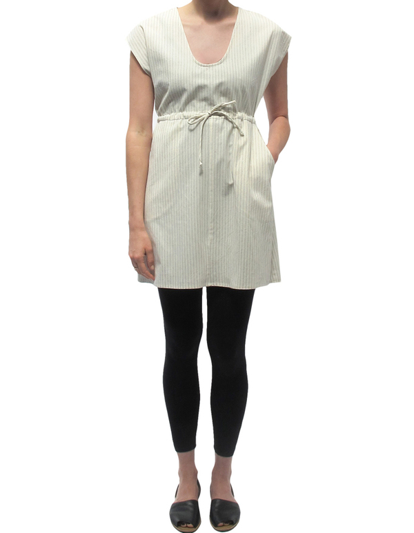 Ali Golden Cream Stripe Drawstring Dress Ali Golden Cream Stripe Drawstring Dress