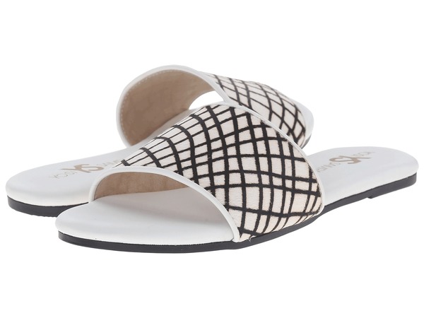 Yosi Samra Reese Linear Hair Calf Slide in White Yosi Samra Reese Linear Hair Calf Slide in White