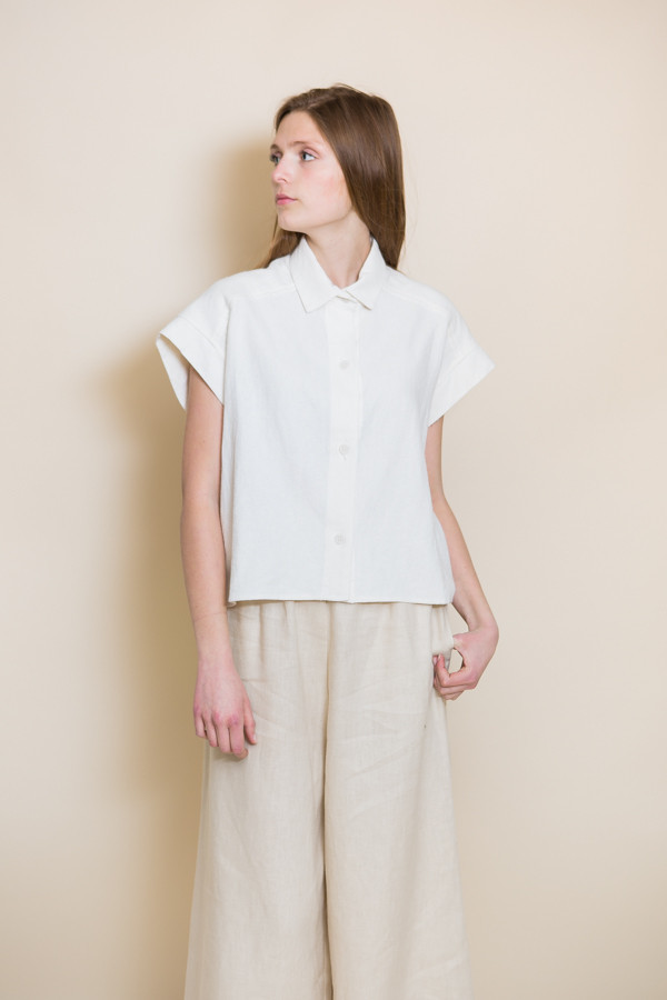 Micaela Greg Pieced Sleeve Button Up / White Micaela Greg Pieced Sleeve Button Up / White