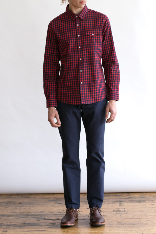 Men's Bridge & Burn Clinton Red and Blue Gingham Men's Bridge & Burn Clinton Red and Blue Gingham