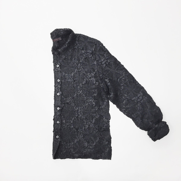 Johan Vintage Black Pleats Shirt Johan Vintage Black Pleats Shirt