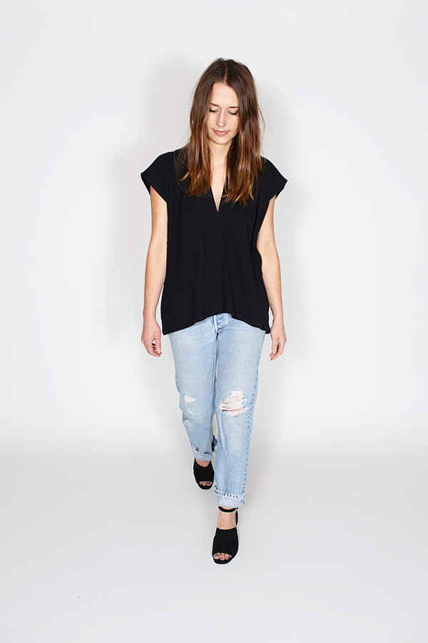 Miranda Bennett Black Everyday Top, Double Gauze Miranda Bennett Black Everyday Top, Double Gauze
