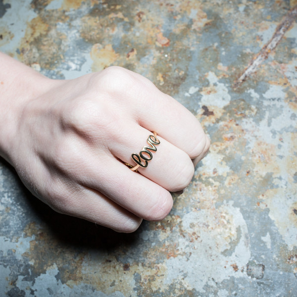 Rider For Life Love Script Ring 14kt Rider For Life Love Script Ring 14kt