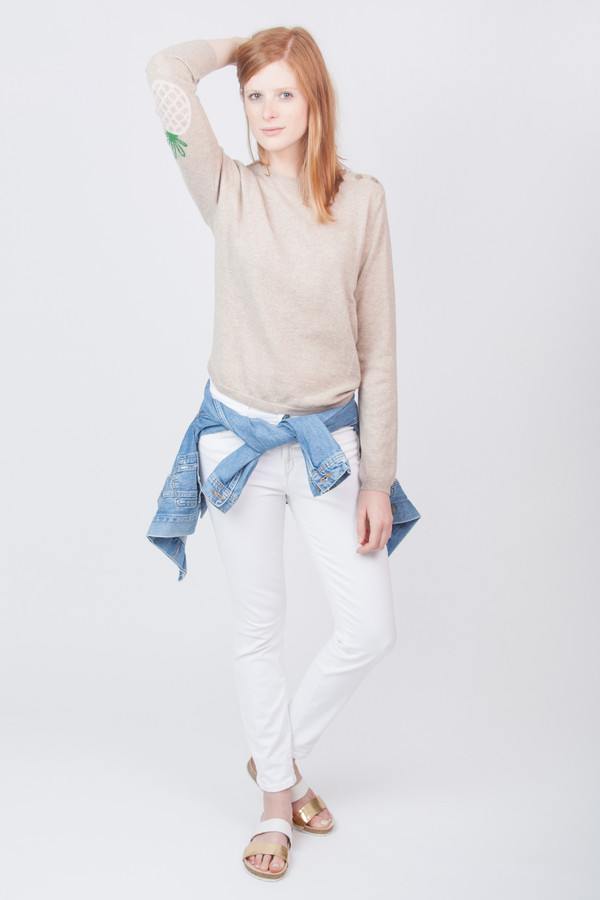 Chinti and Parker Cashmere Pineapple Elbow Patch Sweater Chinti and Parker Cashmere Pineapple Elbow Patch Sweater