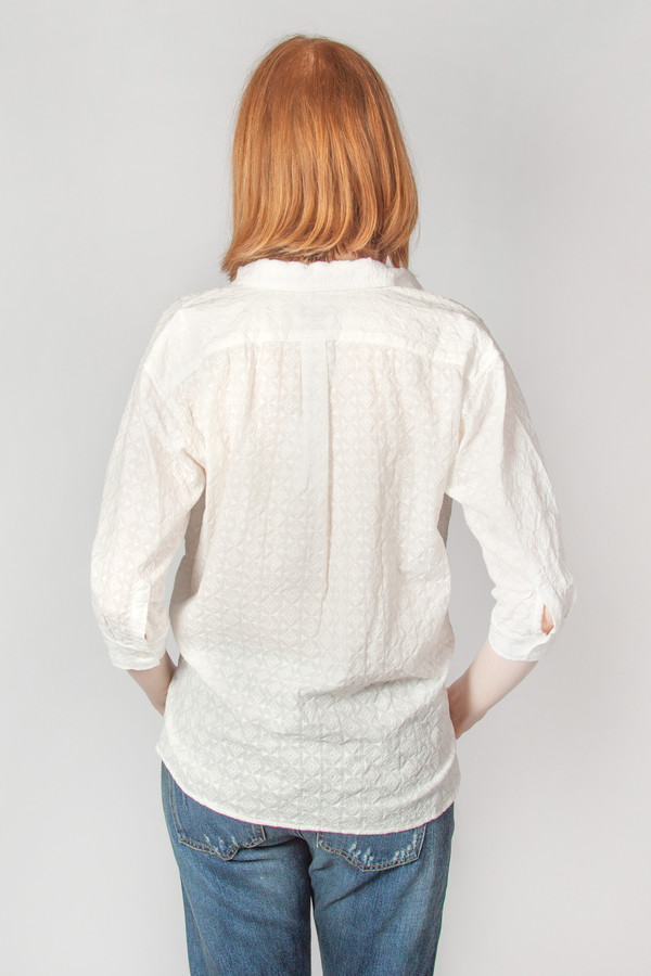 Steven Alan Cross Over Shirt Geo Embroidery White Steven Alan Cross Over Shirt Geo Embroidery White