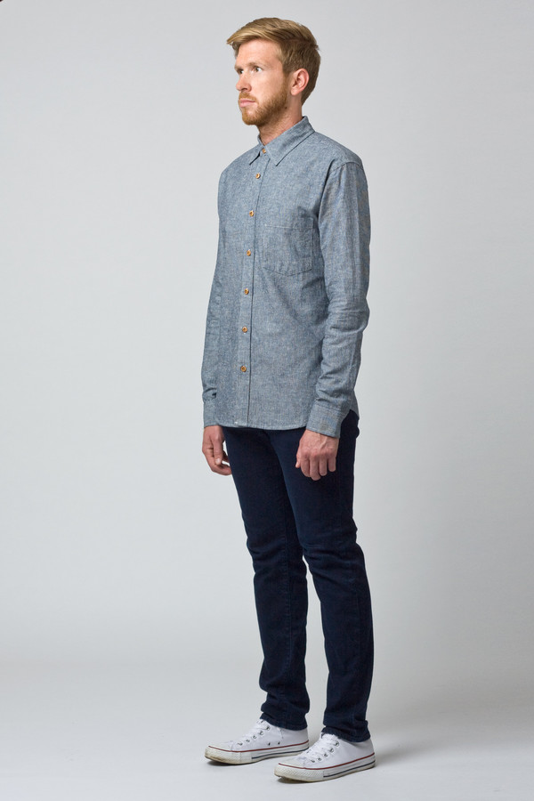 Men's Corridor Linen Pinstripe Long Sleeve Shirt Men's Corridor Linen Pinstripe Long Sleeve Shirt