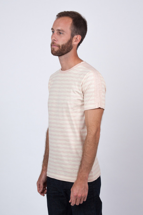 Men's YMC Pink Panel Stripe Tee Men's YMC Pink Panel Stripe Tee