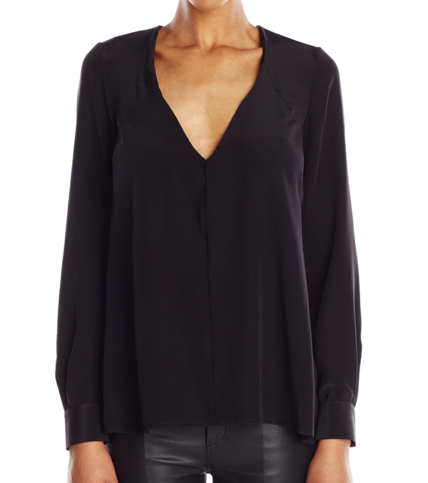 Vincetta Black Silk Vneck Blouse Vincetta Black Silk Vneck Blouse