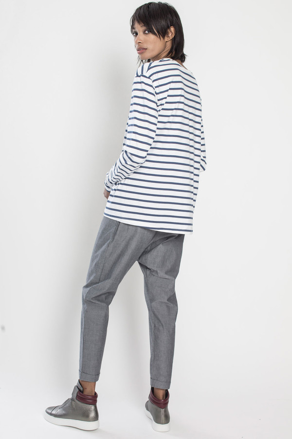 KOWTOW Building Block Boyfriend Top in Blue/White Stripes KOWTOW Building Block Boyfriend Top in Blue/White Stripes