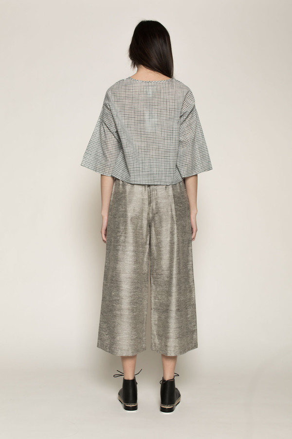 H. Fredriksson Crop Alex Top in Small Grid Khadi H. Fredriksson Crop Alex Top in Small Grid Khadi