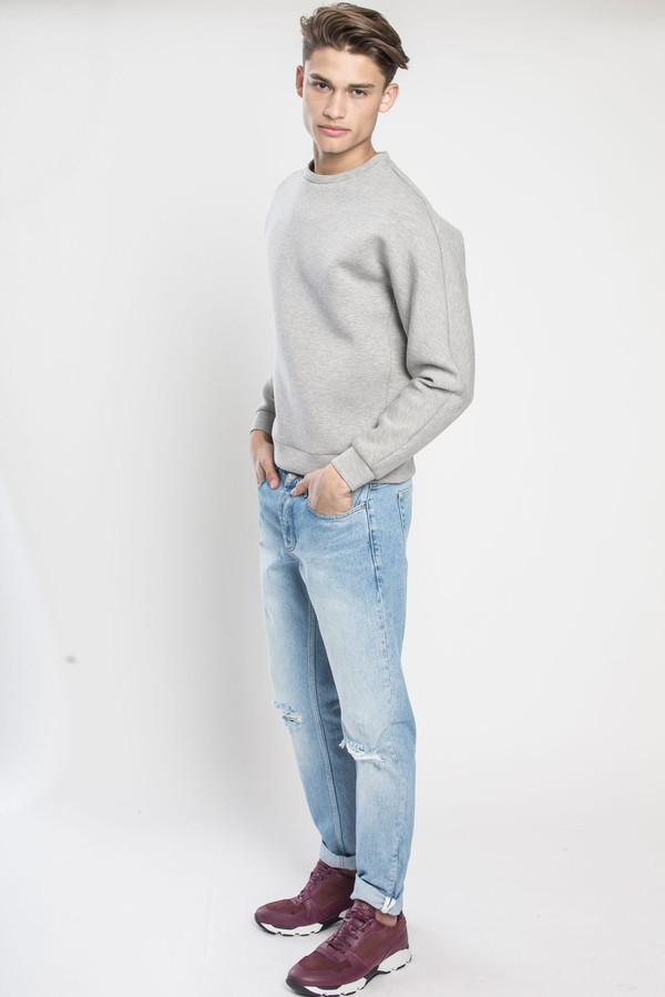 Men's Kenneth Ning Dolman Sleeve Sponge Pullover in Grey Men's Kenneth Ning Dolman Sleeve Sponge Pullover in Grey