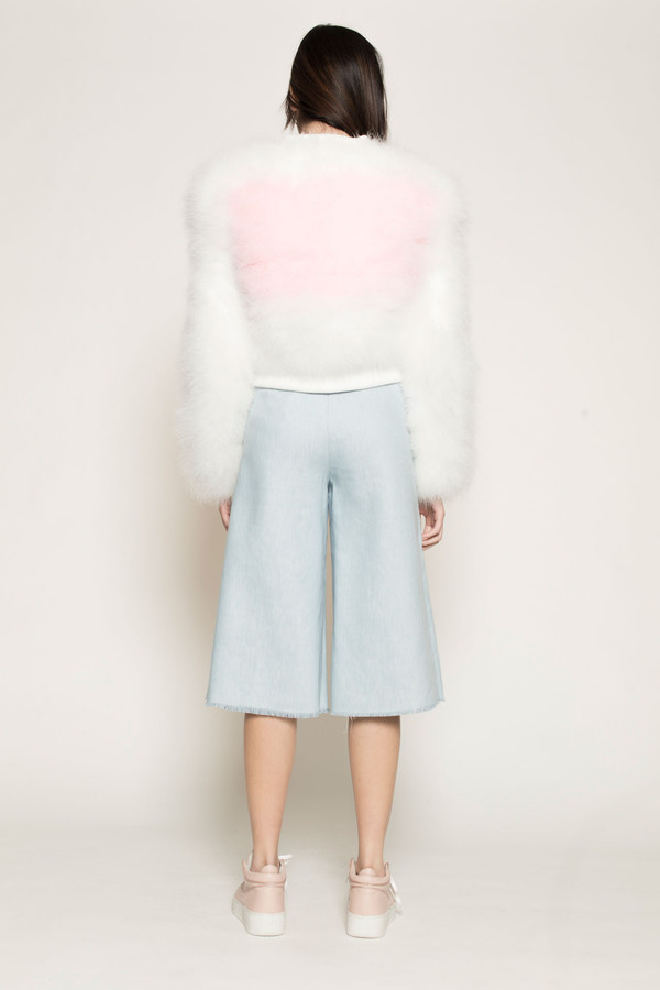 Maryme-Jimmypaul Feather Bomber Jacket in Pink/White Maryme-Jimmypaul Feather Bomber Jacket in Pink/White