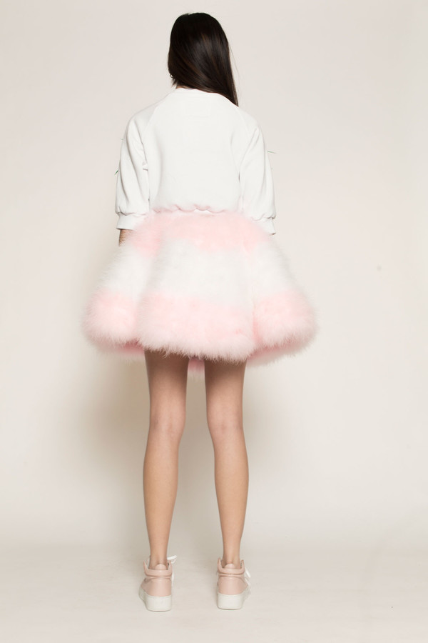 Maryme-Jimmypaul Feather Circle Skirt in Pink/White Maryme-Jimmypaul Feather Circle Skirt in Pink/White