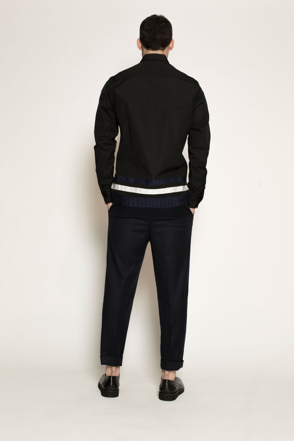 Men's Kenneth Ning Grosgrain Shirt in Black Men's Kenneth Ning Grosgrain Shirt in Black
