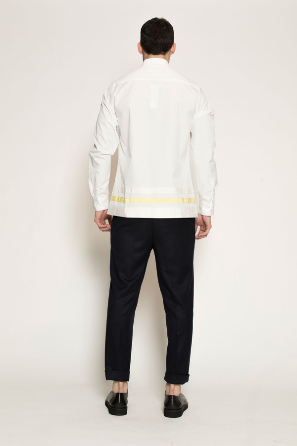 Men's Kenneth Ning Grosgrain Shirt in White Men's Kenneth Ning Grosgrain Shirt in White