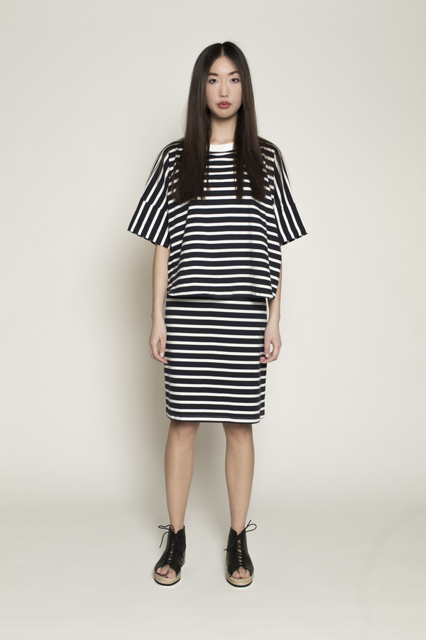 Kowtow Homeward Dress in Navy/White Stripes Kowtow Homeward Dress in Navy/White Stripes