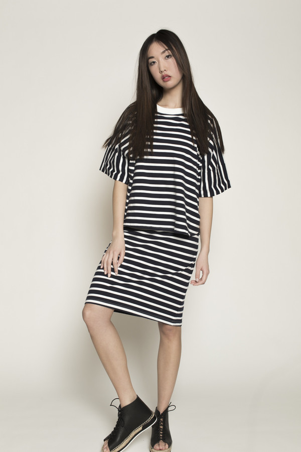 Kowtow Homeward Dress in Navy/White Stripes Kowtow Homeward Dress in Navy/White Stripes
