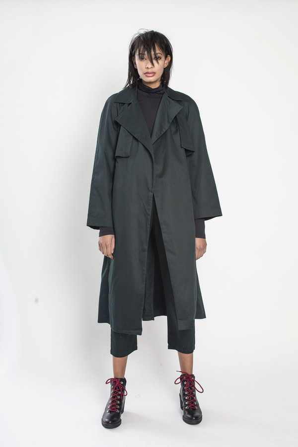 KOWTOW Keepsake Trench Coat in Dark Green KOWTOW Keepsake Trench Coat in Dark Green
