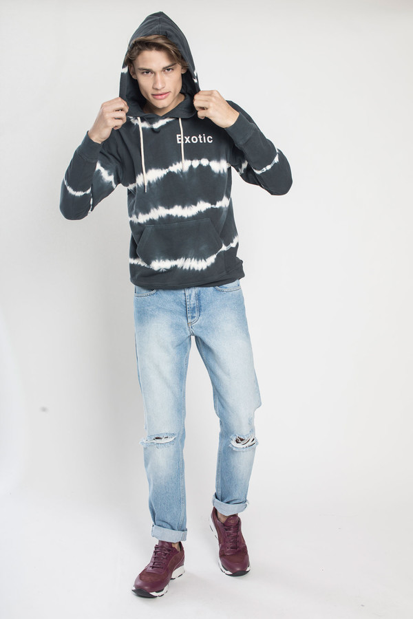 Men's SOULLAND Steinsland Hooded Sweat in Navy Tie Dye Men's SOULLAND Steinsland Hooded Sweat in Navy Tie Dye