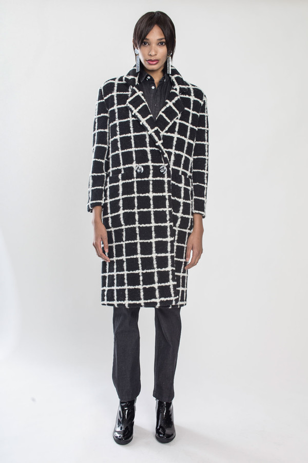 KURT LYLE Veronica Double breasted coat in Grid KURT LYLE Veronica Double breasted coat in Grid