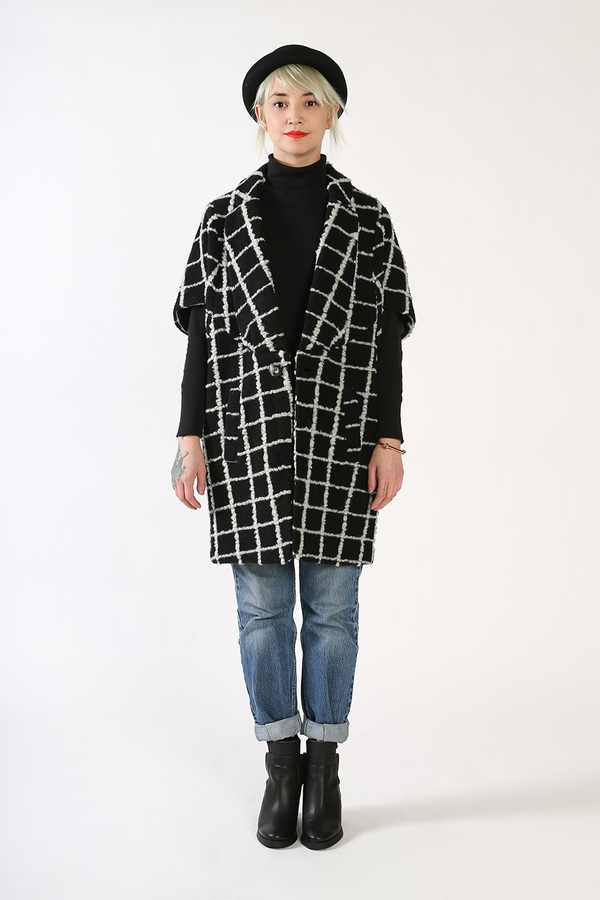 Kurt Lyle JASPER Single Button Dolman Fold Jacket - GRID Kurt Lyle JASPER Single Button Dolman Fold Jacket - GRID
