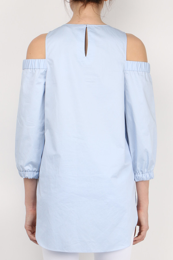 Tibi Satin Poplin Cut Out Shoulder Tunic Tibi Satin Poplin Cut Out Shoulder Tunic