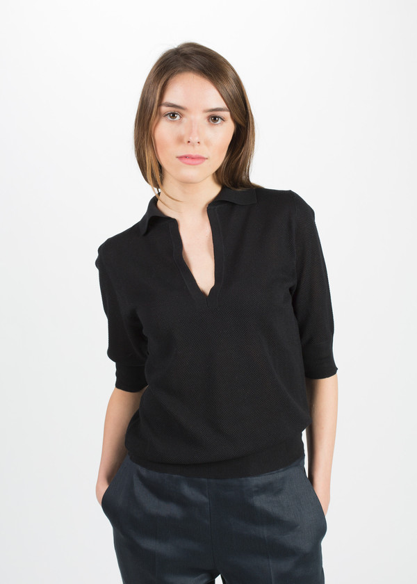 Margaret Howell Open Collar Pique Jumper Margaret Howell Open Collar Pique Jumper
