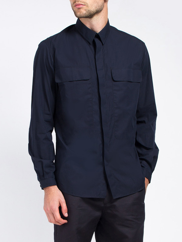 Carlos Campos Uniform Woven Shirt Navy Carlos Campos Uniform Woven Shirt Navy