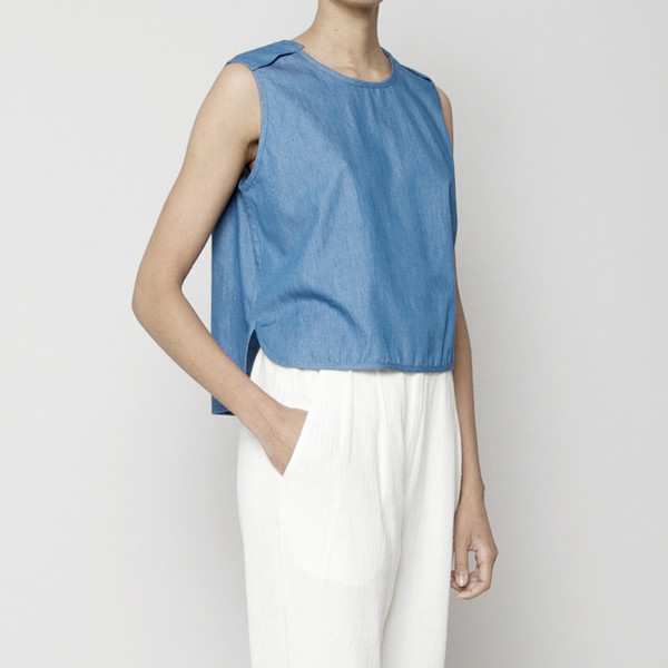 7115 by Szeki Crew Neck Cropped Top- Indigo SS16 7115 by Szeki Crew Neck Cropped Top- Indigo SS16