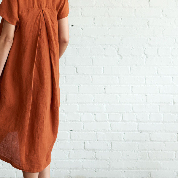 Black Crane Pleated Cocoon Dress Brick Black Crane Pleated Cocoon Dress Brick