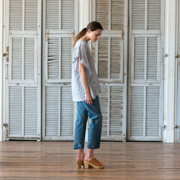 Chimala Selvedge Denim Ankle Cut Light Repair Chimala Selvedge Denim Ankle Cut Light Repair