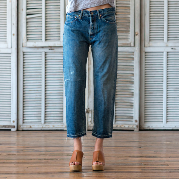 Chimala Selvedge Denim Ankle Cut Light Repair Chimala Selvedge Denim Ankle Cut Light Repair