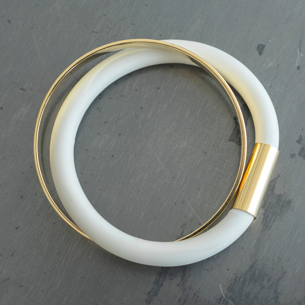Faux/Real Bread and Butter Bracelet Gold with White - SOLD OUT Faux/Real Bread and Butter Bracelet Gold with White - SOLD OUT