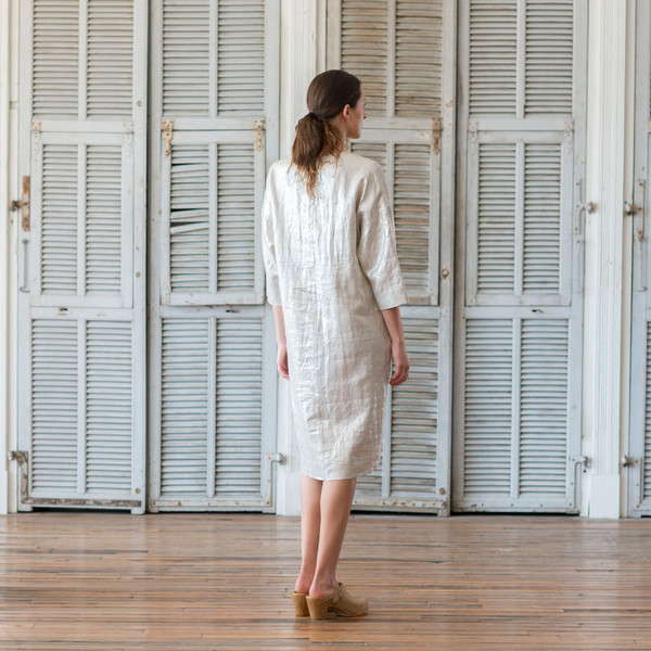 Horses Atelier Long Metallic Silver Cape Dress - SOLD OUT Horses Atelier Long Metallic Silver Cape Dress - SOLD OUT