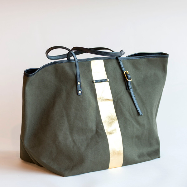 Kempton & Co Gold Striped Beach Tote Olive/Gold Kempton & Co Gold Striped Beach Tote Olive/Gold