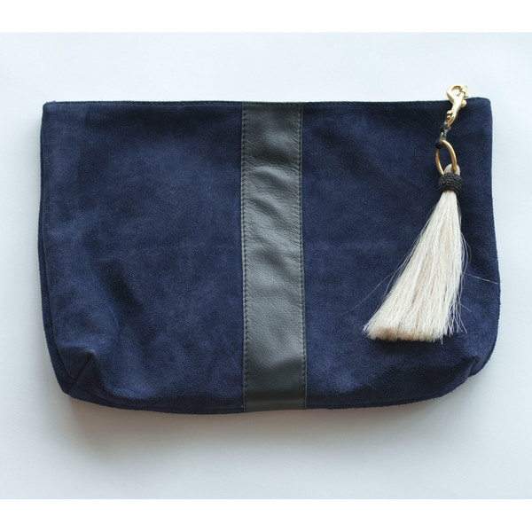 Kempton & Co Suede Tassel Clutch Navy Kempton & Co Suede Tassel Clutch Navy