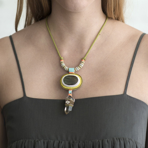 Robin Mollicone Labradorite Necklace with Smokey Quartz Drop - SOLD OUT Robin Mollicone Labradorite Necklace with Smokey Quartz Drop - SOLD OUT