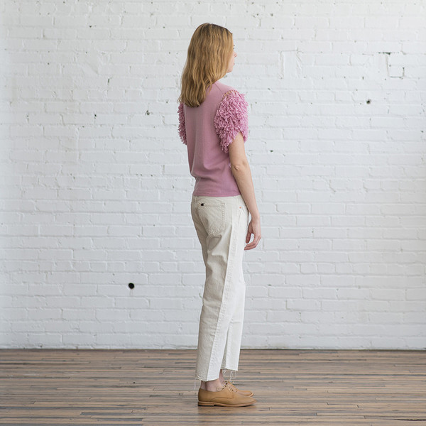 Ryan Roche Crewneck Sweater with Shag Sleeves Carnation Pink - SOLD OUT Ryan Roche Crewneck Sweater with Shag Sleeves Carnation Pink - SOLD OUT
