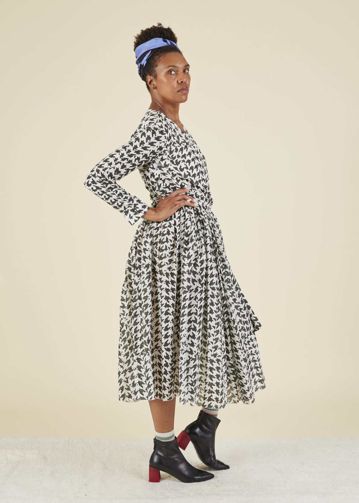 houndstooth wrap dress