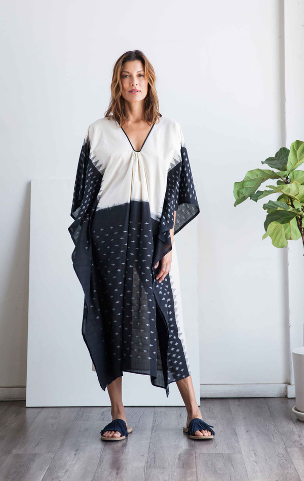 Two New York Ikat caftan with black front Two New York Ikat caftan with black front